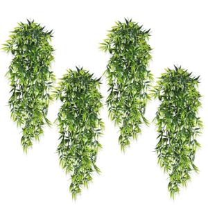 4 stuks , hangende , , plastic groene plant, hangende plastic planten voor binnen en buiten, balkon, bruiloft, tuin, wanddecoratie, bamboebladeren, 80 cm