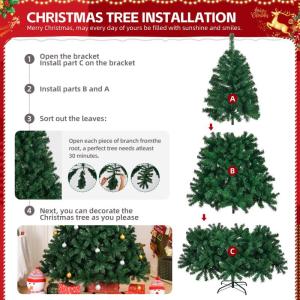 Kunstkerstboom 120/150/180/210 cm pvc-materiaal verdikte takken, opvouwbaar met robuuste sokkel, groen, 210 cm