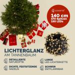 Kunstkerstboom 140cm LED Lichtslinger Verlichting Zilverspar PE 470 Punten Levensecht Metalen Standaard Kerstboom groen