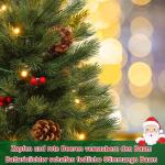 60 cm mini-kerstboom, kunstkerstboom met verlichting, kunstmatig PE-materiaal, kerstboom met 30 warmwitte leds, dennenappels en rode bessen voor Kerstmis
