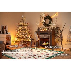 Design tapijt Nostalgic - Toy's Delight - kerstboomdeken, kerstboom voor woonkamer, slaapkamer, eetkamer, hal - groen meerkleurig, 160 x 230 cm