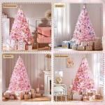 Kunstkerstboom, 183 cm, roze, dennenboom met 598 takken, opvouwbare metalen standaard, herbruikbare kerstboom, kunstboom voor kerstdecoratie