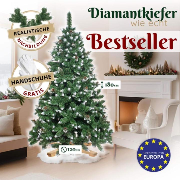 Kunstkerstboom, 180 cm, diamantgrenen met kunstboom, dennenboom, kunstkerstboom