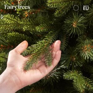 Nordmann Slim Premium Kunstkerstboom, 220 cm, houten dennenboom, Made in EU, kunstkerstboom met natuurgetrouwe spuitgietelementen