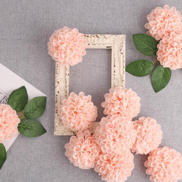 , 20 stuks dahlia-bloemen met bladeren en stelen, doe-het-zelf roze dahlia-schuim bloem voor bruiloft, boeketten, bloemen, centerpieces, arrangementen feesttafels,