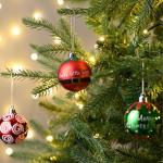 9pcs 6cm , Kerstboomballen, Elfenthema Rood Groen Wit, Kerstboomdecoratie, Uitgerust met Touw Kraftpapier Inpakpapier