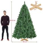 Kunstkerstboom met 1347 takpunten, moeilijk ontvlambaar pvc, inclusief metalen standaard met houtnerf, groen, 213,5 cm