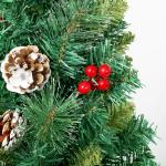 Kunstkerstboom, 60 cm, met dennenappels, rode bessen, groene dennenbladeren, 70 punten, linnen, katoen en cementbasis, voor kerstdecoraties