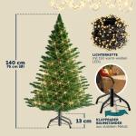 Kunstkerstboom 140cm LED Lichtslinger Verlichting Zilverspar PE 470 Punten Levensecht Metalen Standaard Kerstboom groen