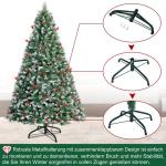 Kunstkerstboom, 150 cm, pvc, automatische kunstkerstboom met standaard, kunstkerstdecoratie, met sneeuw, dennenappels en bessen