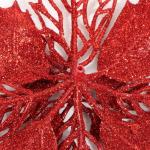 12 stuks glitter kerstster bloemen met 6 stuks glitter kerststrikken decoratie kerstboomversiering kerstdecoratie voor kerstboom Nieuwjaar decoraties