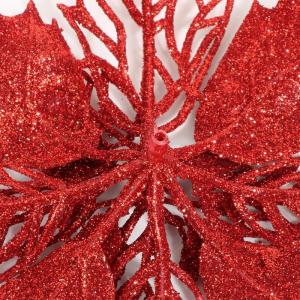 12 stuks glitter kerstster bloemen met 6 stuks glitter kerststrikken decoratie kerstboomversiering kerstdecoratie voor kerstboom Nieuwjaar decoraties
