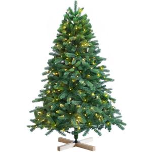 TAB Kunstkerstboom met verlichting, 235 cm, met 1180 PE-pvc-tips en metalen standaard, 360 warme ledlampen en 8 lichtmodi (210) (235 cm) kunstkerstboom
