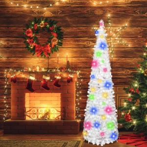 Kunstkerstboom met standaard, 1,5 m, opvouwbare pop-up kerstboom met pailletten voor Kerstmis, feestbenodigdheden, huisdecoratie, wit