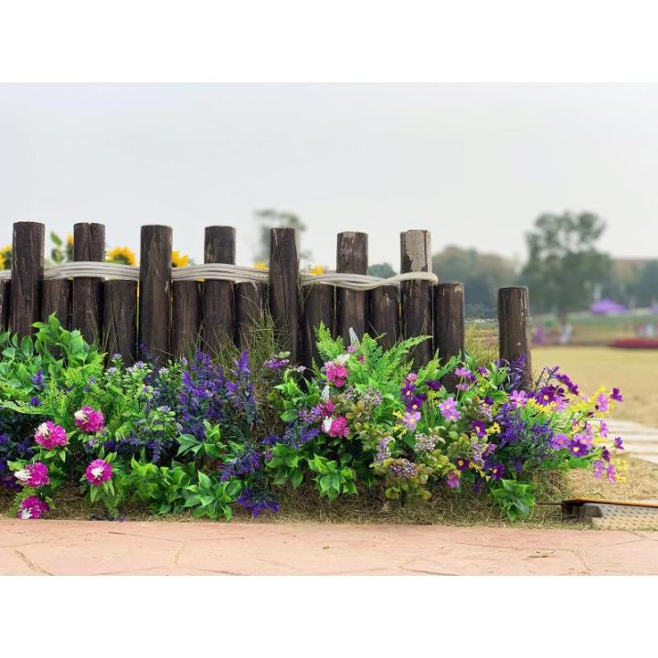 9-bundel multispecies outdoor bulk nepplanten plastic bloemen voor buiten tuin woondecoratie, van (magenta & lavendel, 9)