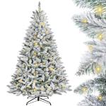 Künstlicher Weihnachtsbaum 210cm Tannenbaum mit LEDs Christbaum aus 100% neuem PVC mit Schnee Weihnachtsbäume mit 700 Spitzen und Metallständer Weihnachtsdeko Geschenk für Fami