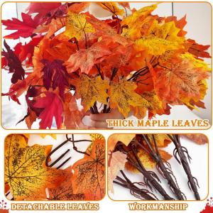 4 stuks kunstmatige esdoornbladeren, herfstbladeren, , herfstesdoornbladeren, takken, kunstmatige esdoornbladeren, herfstbladeren, voor binnen en buiten (herfst)