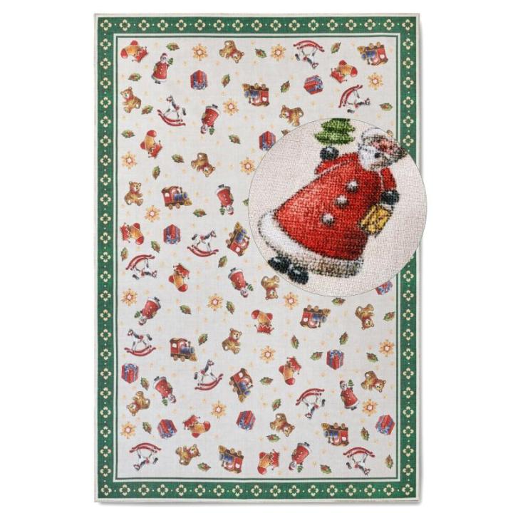 Design tapijt Nostalgic - Toy's Delight - kerstboomdeken, kerstboom voor woonkamer, slaapkamer, eetkamer, hal - groen meerkleurig, 160 x 230 cm