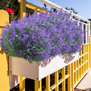 voor buiten, 12 bundels lavendel, , UV-bestendige balkonplanten, kunstplanten, struiken voor buiten, binnen, balkon, balkonbak, bloembak, lila