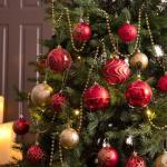 , 12 stuks, 8 cm, , met cadeaupakket, kerstboomversiering met hanger, decoratie Kerstmis, thema rood goud
