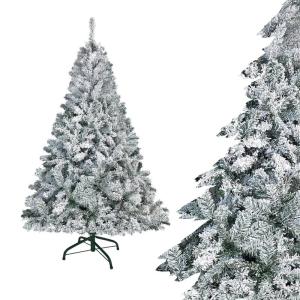 Kunstkerstboom, 180 cm, met metalen standaard en 995 takken, diameter 95 cm, moeilijk ontvlambaar, pvc-kerstboom met vlokken, sneeuweffect en snel op te zetten inklapsysteem