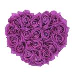 Rozenbox hart, 18 rozen, stabiele bloemenbox, wit, 10 jaar houdbaar, cadeau-idee, decoratieve bloemenbox, paars
