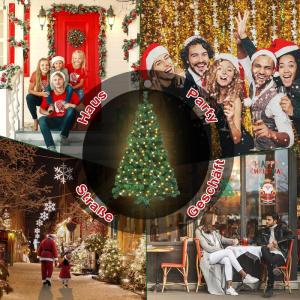 Kunstkerstboom, 210 cm, met verlichting, groen, pvc, edele dennenboom, snelle montage, vuurvast, met kerstboomstandaard (2,1 m, groen)
