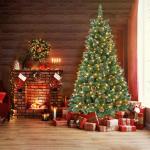Kunstkerstboom met verlichting, sneeuweffect, led-dennenboom met metalen standaard, 250 lampen, pvc-kerstboom voor kerstdecoratie, 180 cm