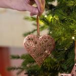 6 stuks 11 cm kerstboomversiering, brons hangende kerstdecoratie van metaal, ijzeren hart, ster, boom kerst