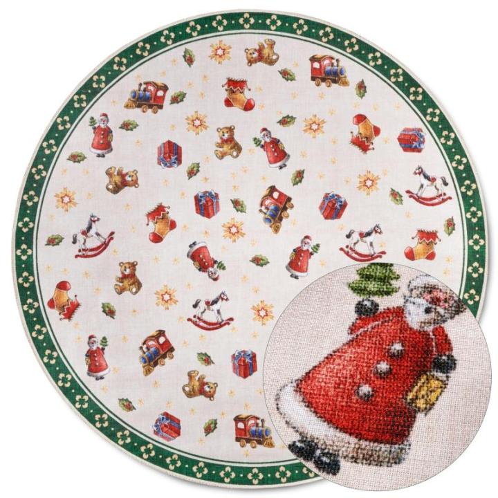 Design tapijt Nostalgic rond - Toy's Delight - kerstboomdeken, kerstboom en kerstboom voor woonkamer, slaapkamer, eetkamer, hal - groen, meerkleurig, 150 cm