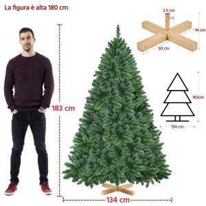Kunstkerstboom, 183 cm, met 903 takken, moeilijk ontvlambaar, pvc-kerstboom, kunstboom incl. metalen standaard met houtnerf sparrenhout, groen