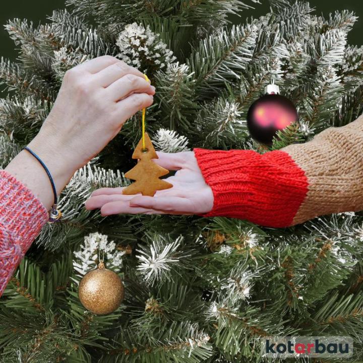 Kunstkerstboom, sneeuw, 160 cm, diamantsparrenboom op een houten stam met plastic standaard, kerstboom, kunstboom, kunstboom, kerstboom