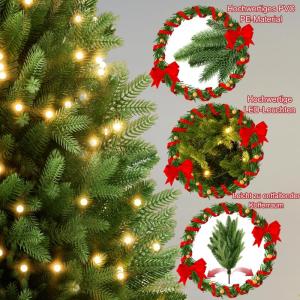 Kunstkerstboom 210 cm premium dennenboom kunstgroen PVC, natuurgetrouwe spuitgietelementen, edelspar snel op te bouwen, brandbaar, incl. kerstboomstandaard (2,1 m)