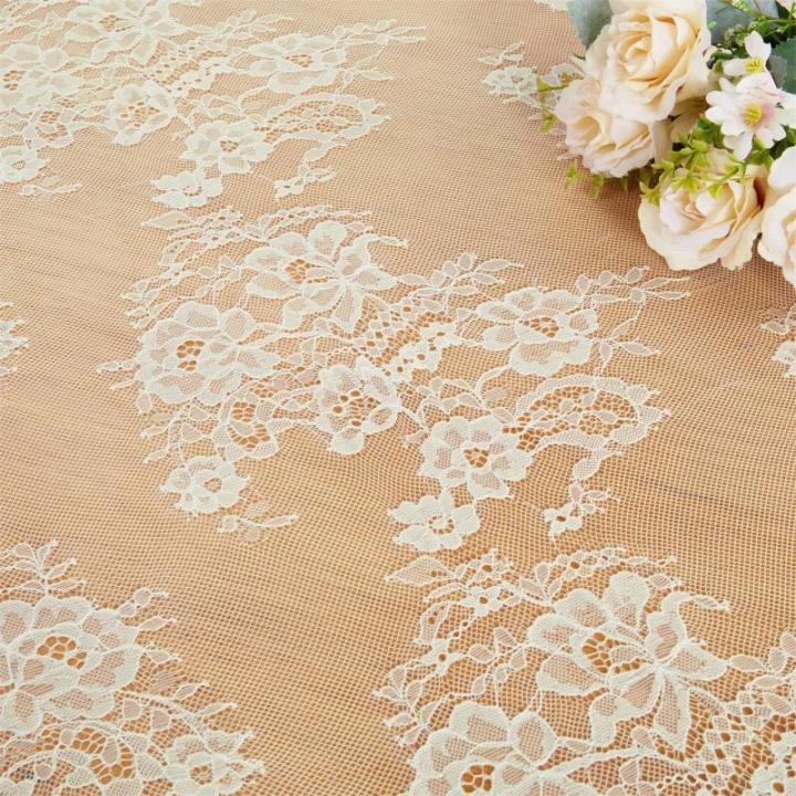 Elfenbeinfarbene Spitzentischdecke, 5 Stück, 152,4 x 305,5 cm, Hochzeitsdekorationen, bestickte Tischdecke, Spitzen-Overlay, Tischdecke für Sommerparty, einfarbig, elfenbeinfarbe