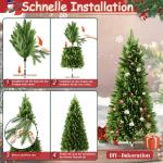 Kunstkerstboom in premium kwaliteit, groene realistische takken van PE + pvc, herbruikbaar, stabiele houten standaard, voor kerstdecoratie, herbruikbaar