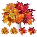 4 stuks kunstmatige esdoornbladeren, herfstbladeren, , herfstesdoornbladeren, takken, kunstmatige esdoornbladeren, herfstbladeren, voor binnen en buiten (herfst)