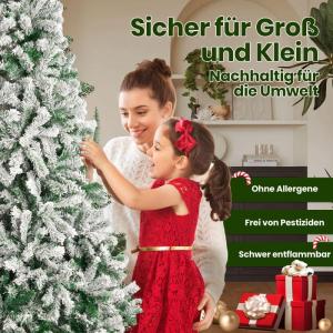 Kunstkerstboom dennenboom kerstboom wit met sneeuw 180 cm t 1010 PE-PVC punten vlamvertragend