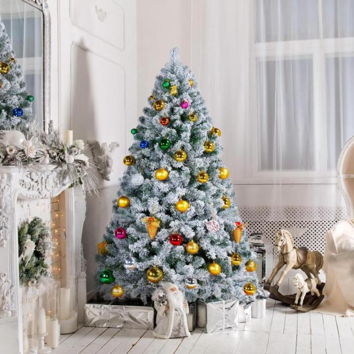 Kunstkerstboom met sneeuw, 183 cm (diameter ca. 120 cm) met ca. 820 takken, dennenboom met sneeuw, incl. metalen kerstboomstandaard, snel op te bouwen, inklapsysteem, boom voor Ker