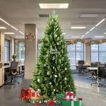 Kunstkerstboom 210 cm premium dennenboom kunstgroen PVC, natuurgetrouwe spuitgietelementen, edelspar snel op te bouwen, brandbaar, incl. kerstboomstandaard (2,1 m)