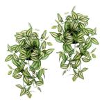 Tradescantia Kunsthanger met pot, set van 2 , Tradescantia, hangende decoratie, hangplant, slinger, plantenhanger, lichtslinger, groene plant, kamerplant, klimop, klimop, klimop, k