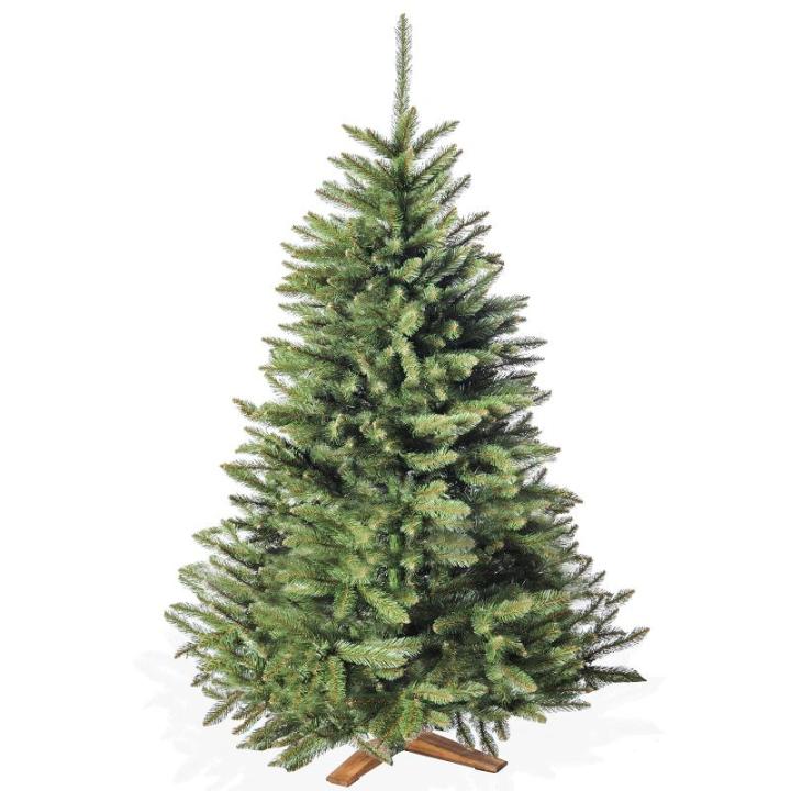 Kunstkerstboom, 180 cm, premium kwaliteit, met houten standaard, natuurgetrouw en met dicht gevulde takken, kunstkerstboom