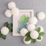 , 20 stuks dahlia-bloemen met bladeren en stelen, doe-het-zelf witte dahlia-schuim bloem voor bruiloft, boeketten, bloemen, centerpieces, arrangementen feesttafels,