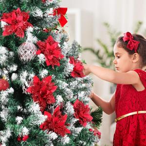 12 Weihnachtsstern-Weihnachtsdekorationen Weihnachtsbaum-Blumendekorationen Mit Clips Und Stielen Künstliche Weihnachtssterne Für Weihnachtskranz-Partydekorationen