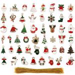 50 Pak Miniatuur Kerstboom Ornamenten - Mini Metalen Xmas Figuren voor DIY Hobby & Kerstboom Decoratie - Kerstman, Sneeuwman, Bellen, Sneeuwvlokken en Meer