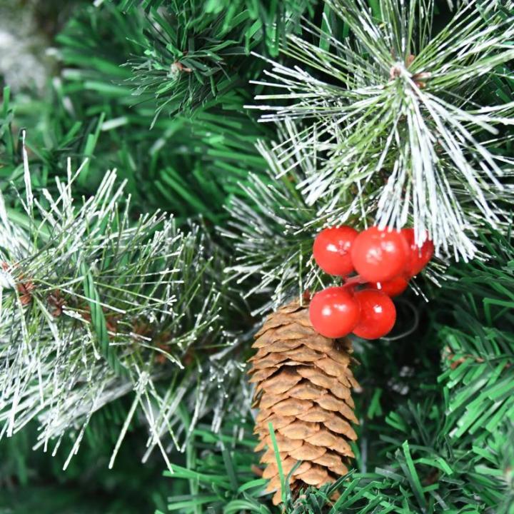 Kerstboom 120 cm, pvc-kunstkerstboom met 8 lichtmodi, verlichting, standaard, dennenappels, Ilex dennennaalden, dichte takken, kerstboom Ø 74 cm