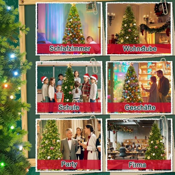 Dichter Premium Künstlicher Weihnachtsbaum 210 cm mit Beleuchtung – Lebensechter Tannenbaum aus PVC+PE-Mix, mit Metallständer, Perfekter Christbaum für Festliche Dekoration