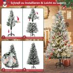 150 cm Kunstlicher Weihnachtsbaum Premium Tannenbaum Künstlich mit Schnee-Effekt und Beleuchtung 200 LED Warmes Weiß Naturgetreuer Christbaum mit Metallständer für Weihnachten-