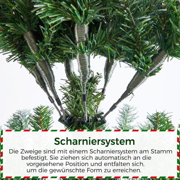 Kunstkerstboom van 183 cm met sneeuw en 64 dennenappels, diameter ca. 106 cm, 920 takpunten, moeilijk ontvlambare dennenboom met snelmontage, klapsysteem, incl. metalen standaard