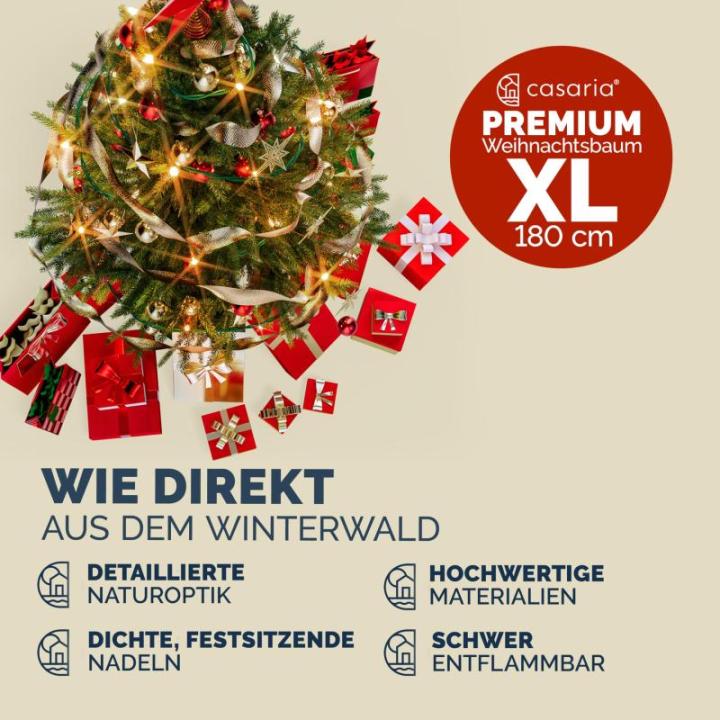 Kerstboom Premium kunstmatig XL 180 x 110 cm kerstboomstandaard hout natuurgetrouw dichte takken spuitgegoten PVC mix Kerstmis dennenboom groen