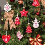 40 stuks kerstdecoraties, dennenboom, , kerstboomversieringen, 10 stijl, met touw, creatieve versiering voor Kerstmis, doe-het-zelf, feest, rood en wit
